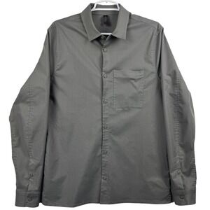 Lululemon Men's Gray Button-Down Long Sleeve Shirt with Zip Pocket Size Large‎